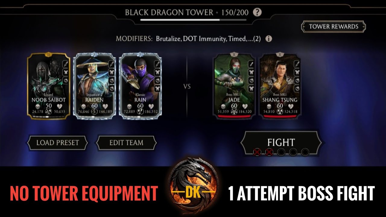 Black Dragon Tower 1 Attempt Battle 150 Boss Fight & Reward 🎮 Mortal Kombat Mobile | MK Mobile | MKM