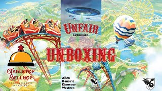 #Unboxing Unfair Alien B-Movie Dinosaur Western Expansion, four new themes for your games of Unfair