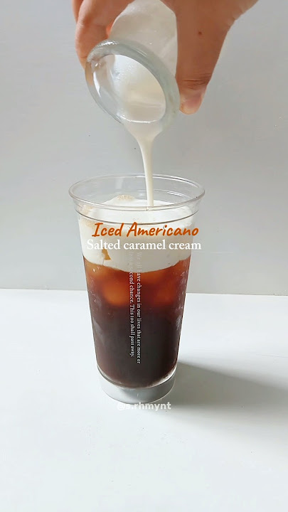 Iced Americano with salted caramel cream #homecafe #coffee #coffeelover #americano #shortvideo
