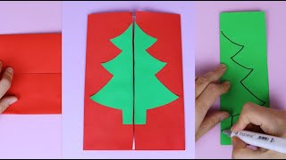 Открытка подарок ёлочка на Новый год / Как сделать новогоднюю открытку из бумаги своими руками