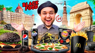Eating Only Black Colour Food For 24 Hours 😱😱 * सब कुछ काला खाएंगे *