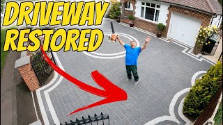 Pressure washing and restoring a dirty driveway