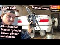 BMW E36 Manual swap clutch pedal, clutch Master cylinder Installation. BMW 318i 320i 325i 328i m3