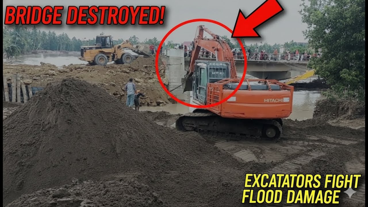 Severe Damage! Excavators Work Nonstop to Restore a Bridge Destroyed by Flooding