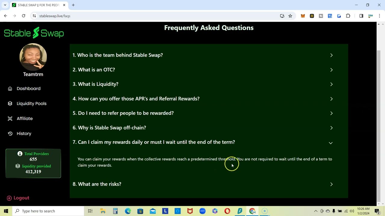 Stable Swap - Tutorial Backoffice plus FAQ's