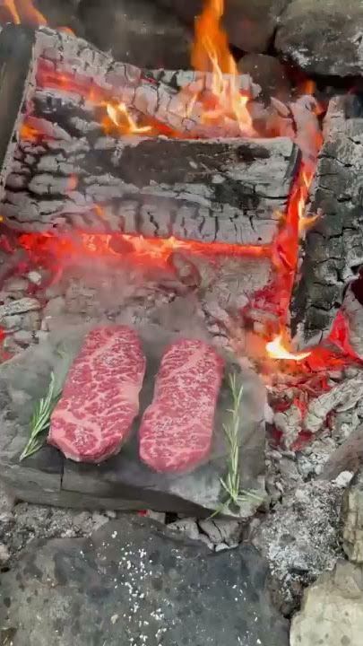 Wagyu Steak On A Rock! wilderness Cooking Technique | survival cooking method