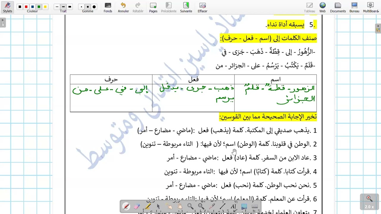 الحصة 3 رابعة ابتدائي: حل الواجب، استخراج الماضي و إعرابه، الضمائر
