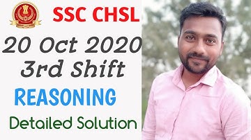 Reasoning | SSC CHSL 2019 | 20 Oct 2020 Shift-3 Solution | by Arvind Sir || Sharv Academy