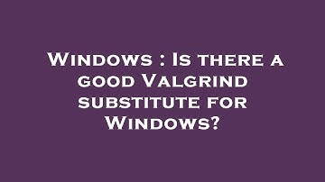 Windows : Is there a good Valgrind substitute for Windows?