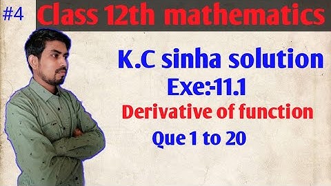 Differentiation||अवकलन||class 12th math in hindi||K C sinha solution||Exe:-11.1(part 1)