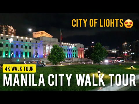 [4K] WALKING AROUND MANILA CITY AT NIGHT (The City of Light) - ASMR