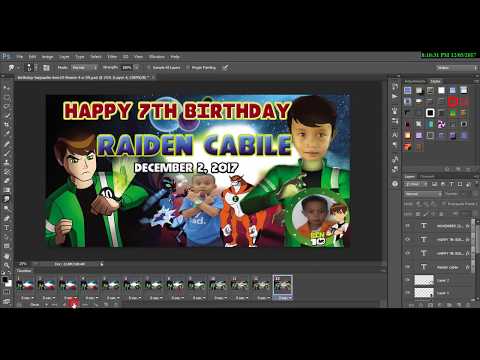 Animation Tutorial using Tarpaulin  Birthday Design and save to GIF on Photoshop