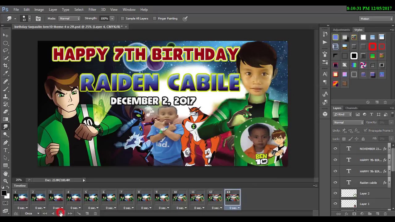 Animation Tutorial Using Tarpaulin Birthday Design And Save To Gif