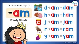CVC WORDS FOR KINDERGARTEN | -AM Word Family | Learn How To Read | Reading 3-Letter Words