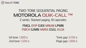 Motorola QUiK-CALL. Z series. Stacked paging (10 capcodes). Two-tone sequential paging. Sequence 008