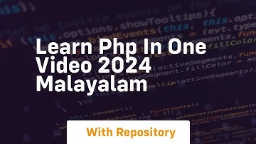 Learn php in one video 2024 malayalam