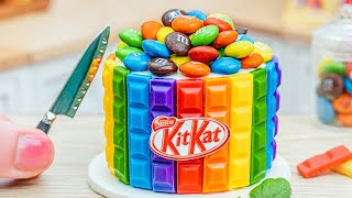 Amazing Rainbow KITKAT Cake 🍫 Fantastic Miniature Chocolate Cake Making Recipe 💗 Mini Cake Bakery