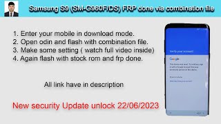 Samsung S9 SM-G960F/DS FRP ll  screen unlock ll format ll hard reset