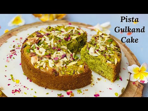 Pista Gulkand Mawa Cake | Eggless Suji Cake | Pista Cake | Flavourful Food