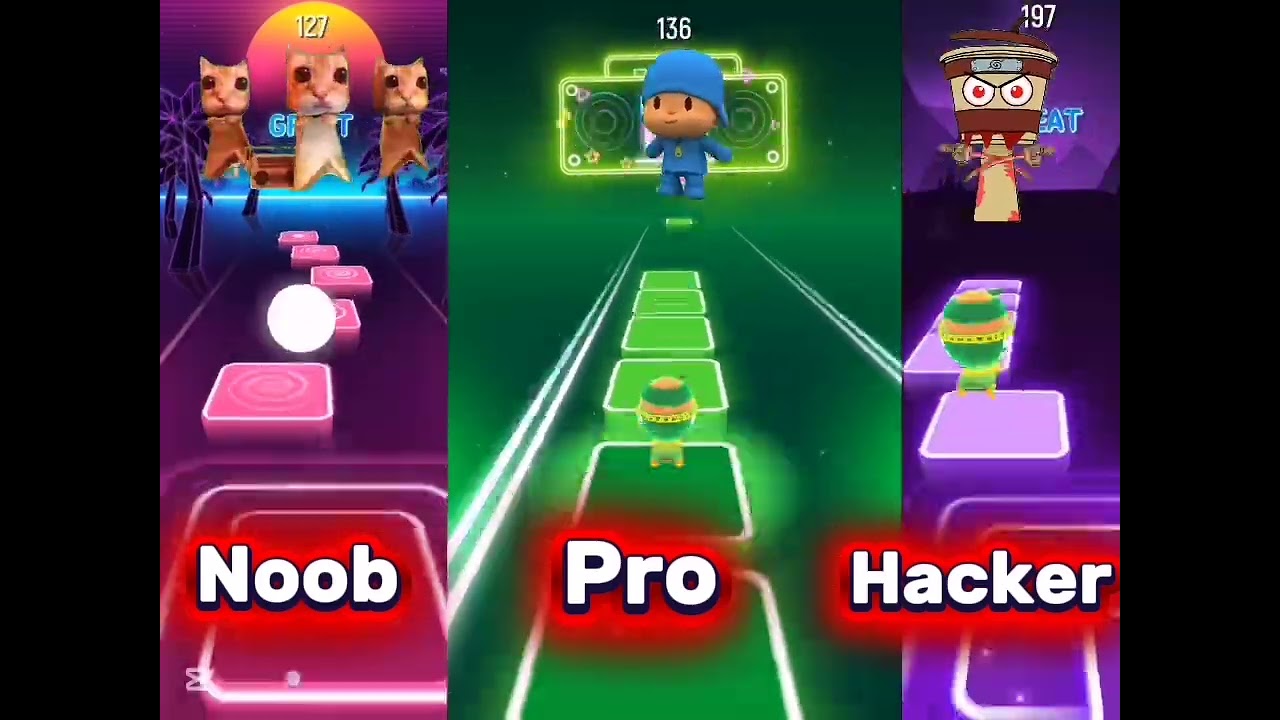 Noob🆚PRO🆚Hacker tiles hop play game👾