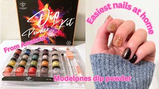 DIP POWDER ON NATURAL NAILS AT HOME WITH MODELONES NAIL KIT FROM AMAZON