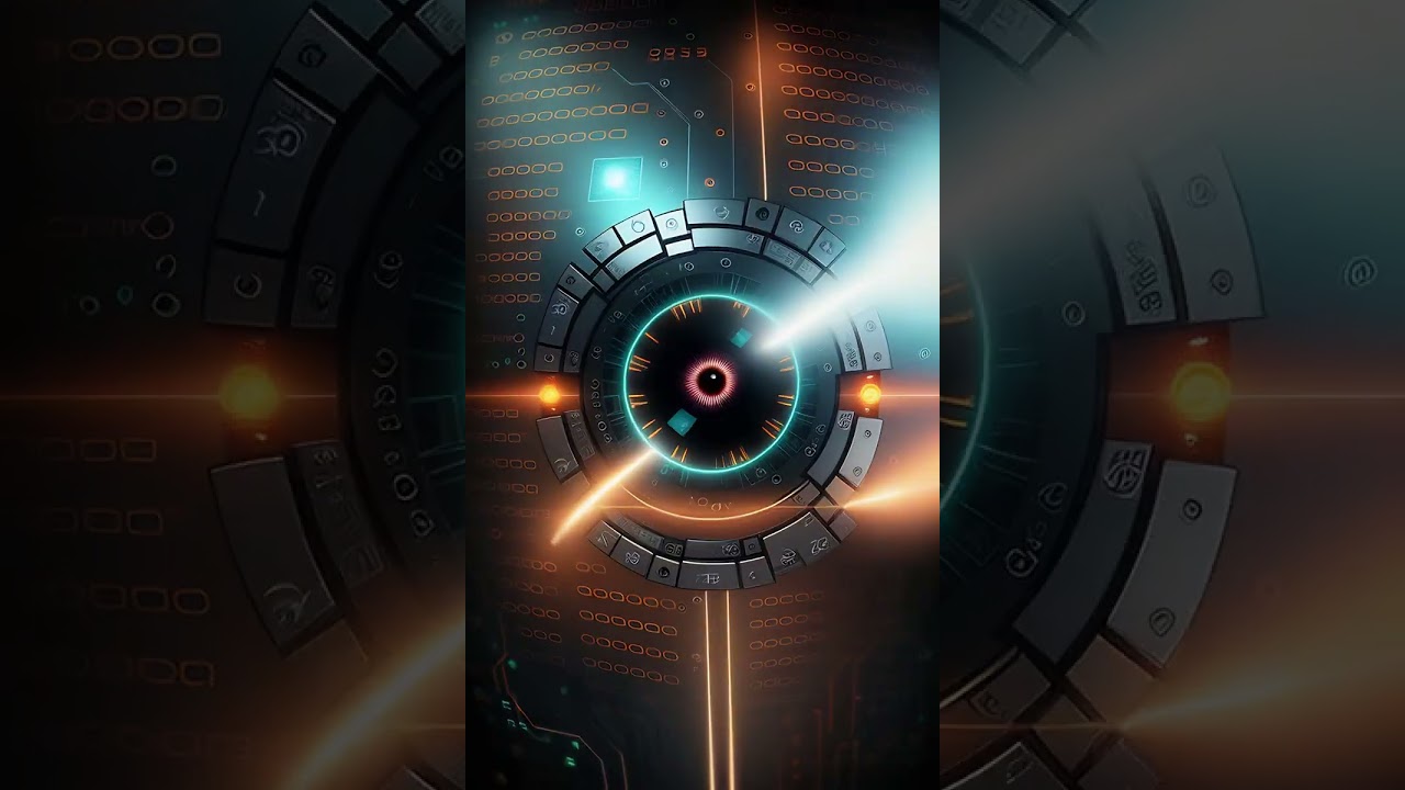 Free Stock Videos - AI animation - abstract hi-tech quantum computing technology cyborg eye