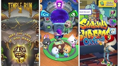 TAMPLE RUN 2 VS TALKING TOM TIME RUSH VS SUBWAY SURFERS NEW GAMEPLAY 