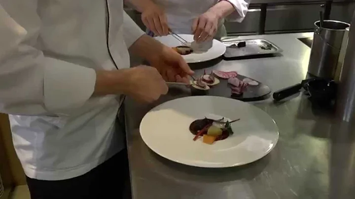 Luc Kusters prepares a vegetable starter at Bolenius in Amsterdam