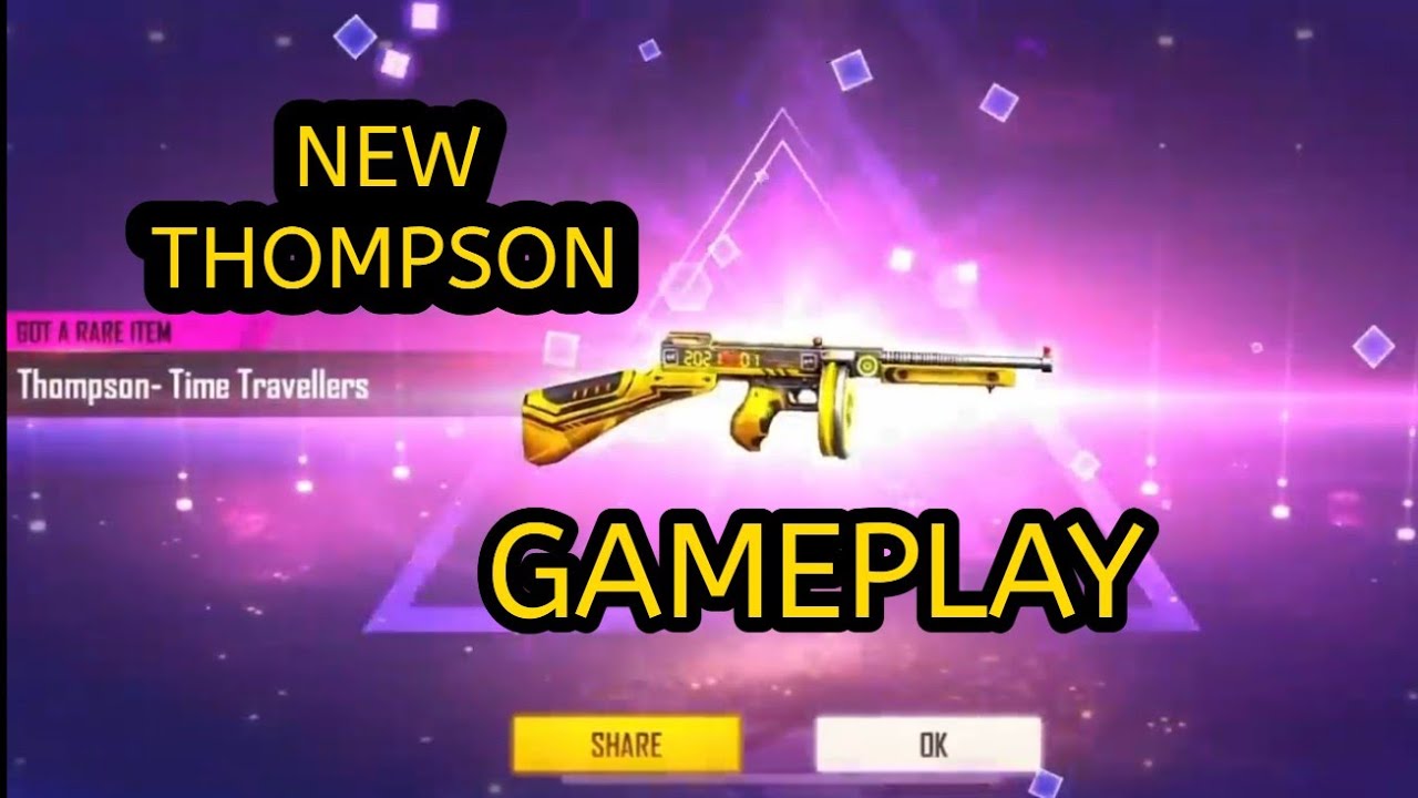 FF NEW WEAPON ROYAL OF TIME TRAVEL THOMPSON GUN SKIN GAMEPLAY GARENA FREE FIRE BETTLE GROUND