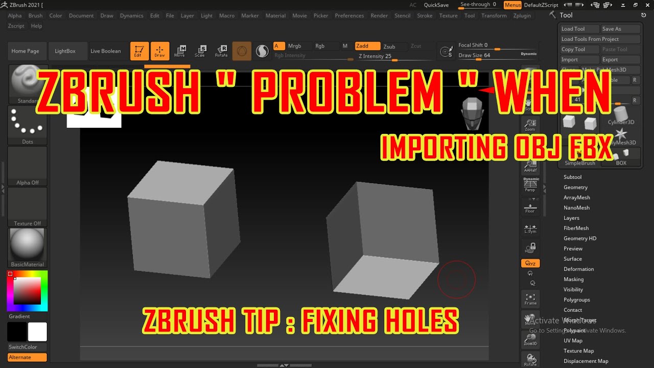 importing svg zbrush with holes