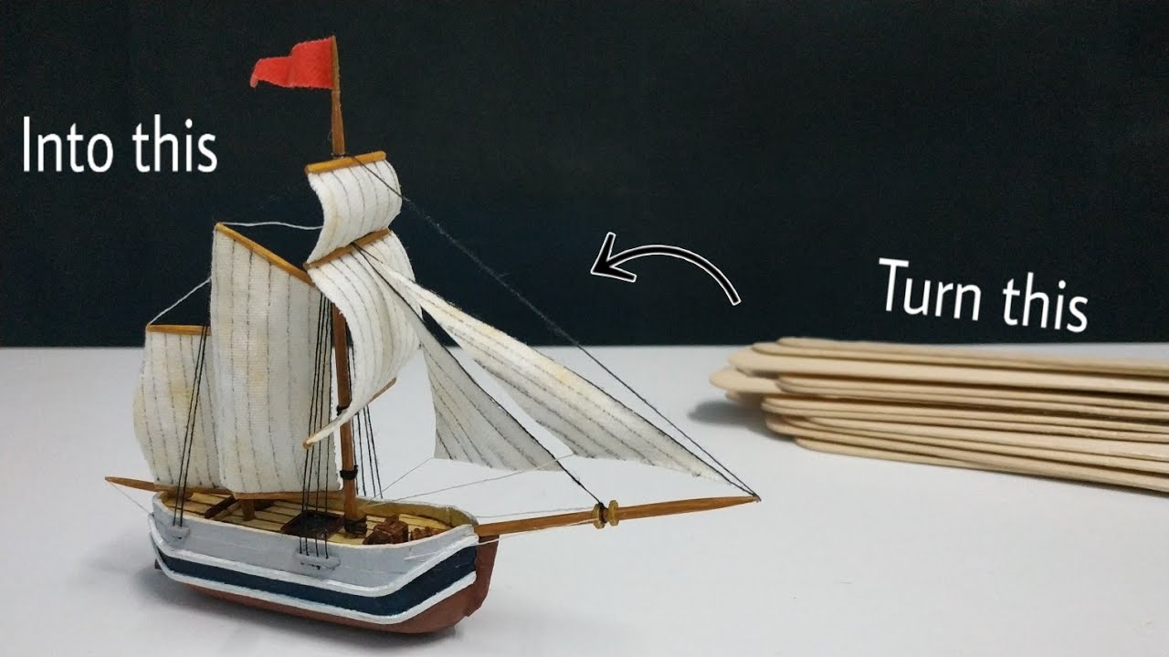 How To Make a miniature Ship from popsicle stick YouTube