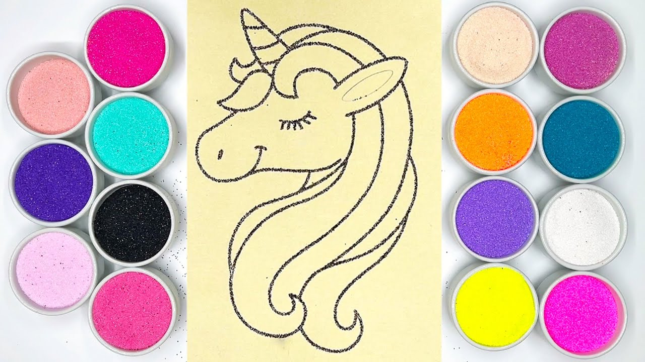Unicorn Sand Painting | Coloring Videos for Kids