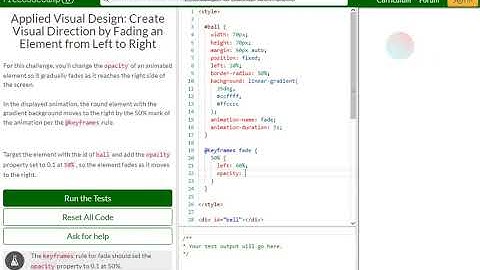 Applied Visual Design Create Visual Direction by Fading an Element from Left to Right free code camp