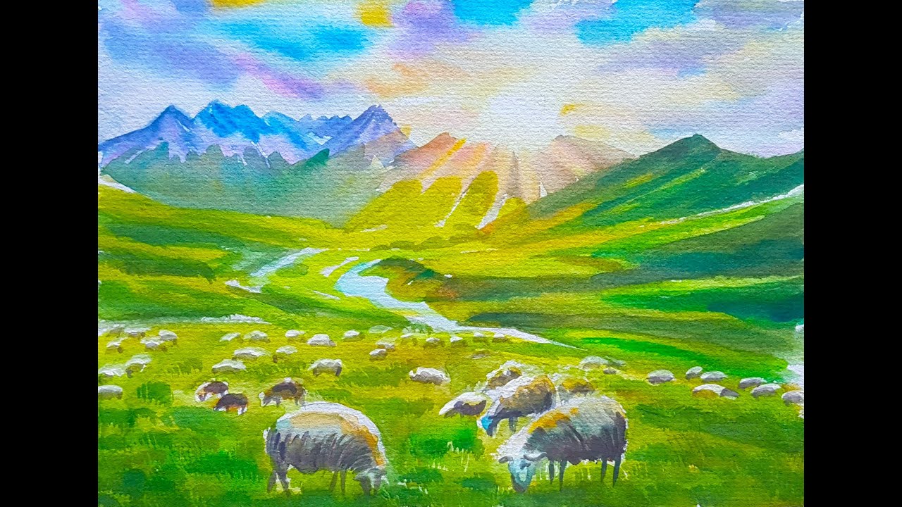 N564 水彩风景Watercolor Landscape 수채화풍경- YouTube