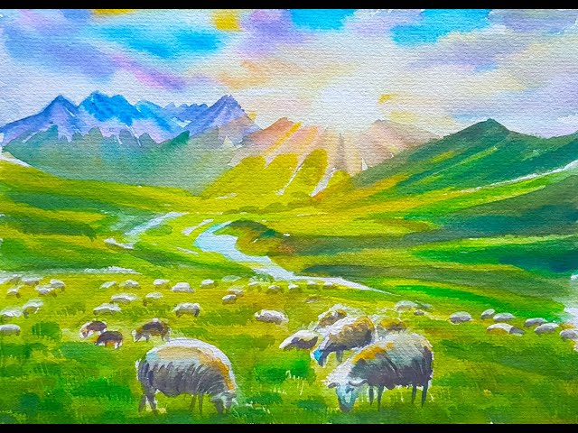 N564 水彩风景Watercolor Landscape 수채화풍경- YouTube
