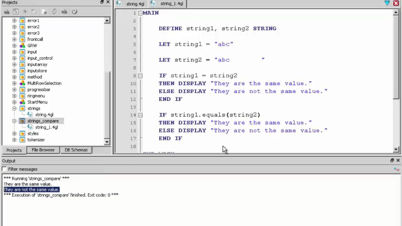 Comparing two strings - YouTube