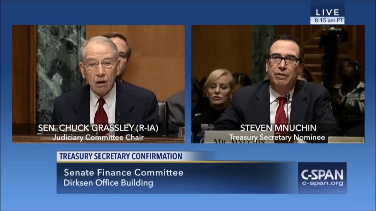 Grassley Questions Treasury Nominee Steven Mnuchin