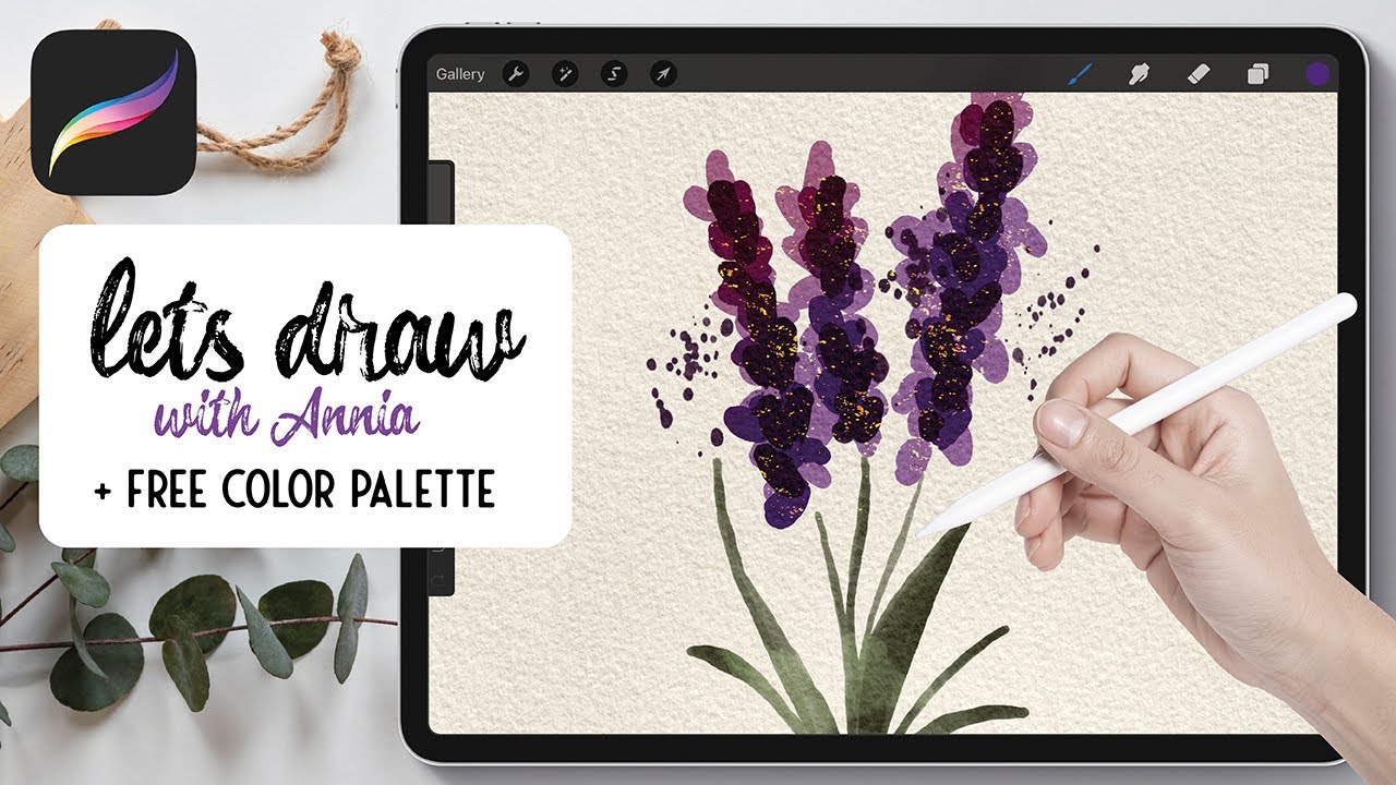 Procreate Watercolor Tutorial • Easy Lavender Watercolor Flower for ...