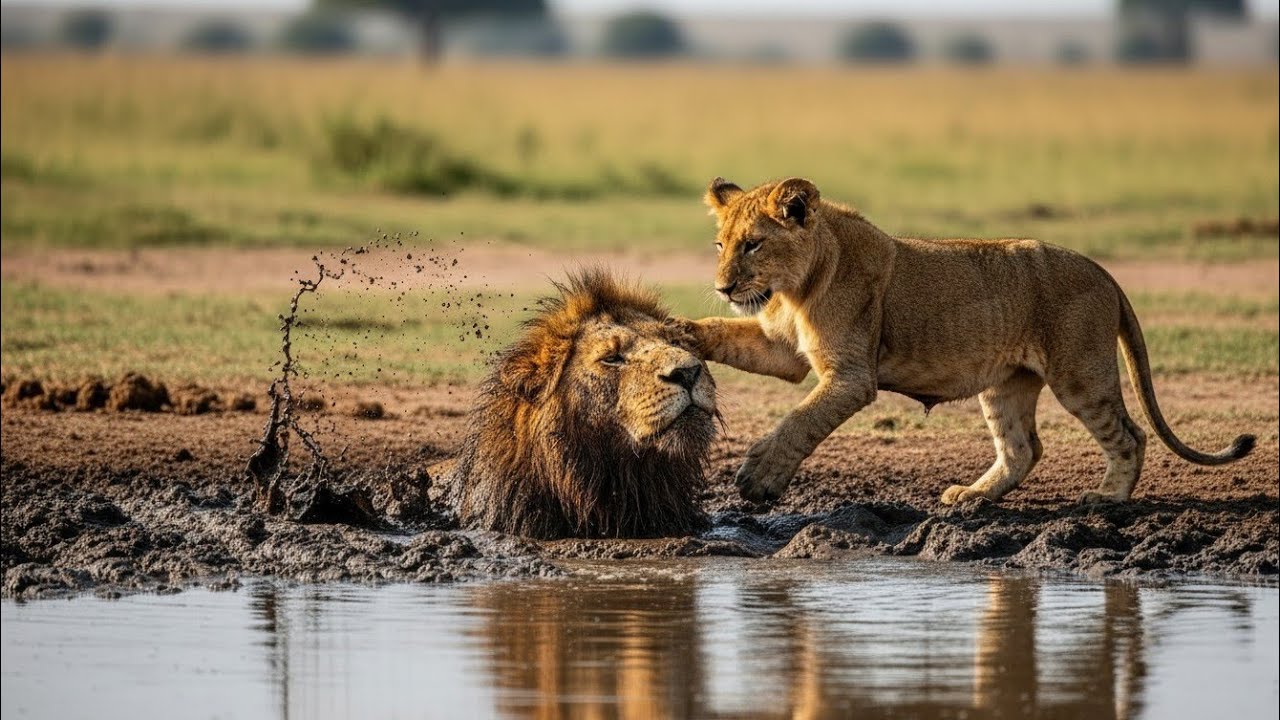 A Lion Trapped in Mud — A Cub’s Cry, Elephants Respond | Emotional Wildlife Story