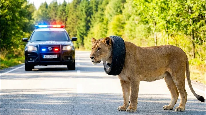 Lioness Stuck in a Tire Around Its Neck for 2 Years — Just Watch Who Came to The Rescue