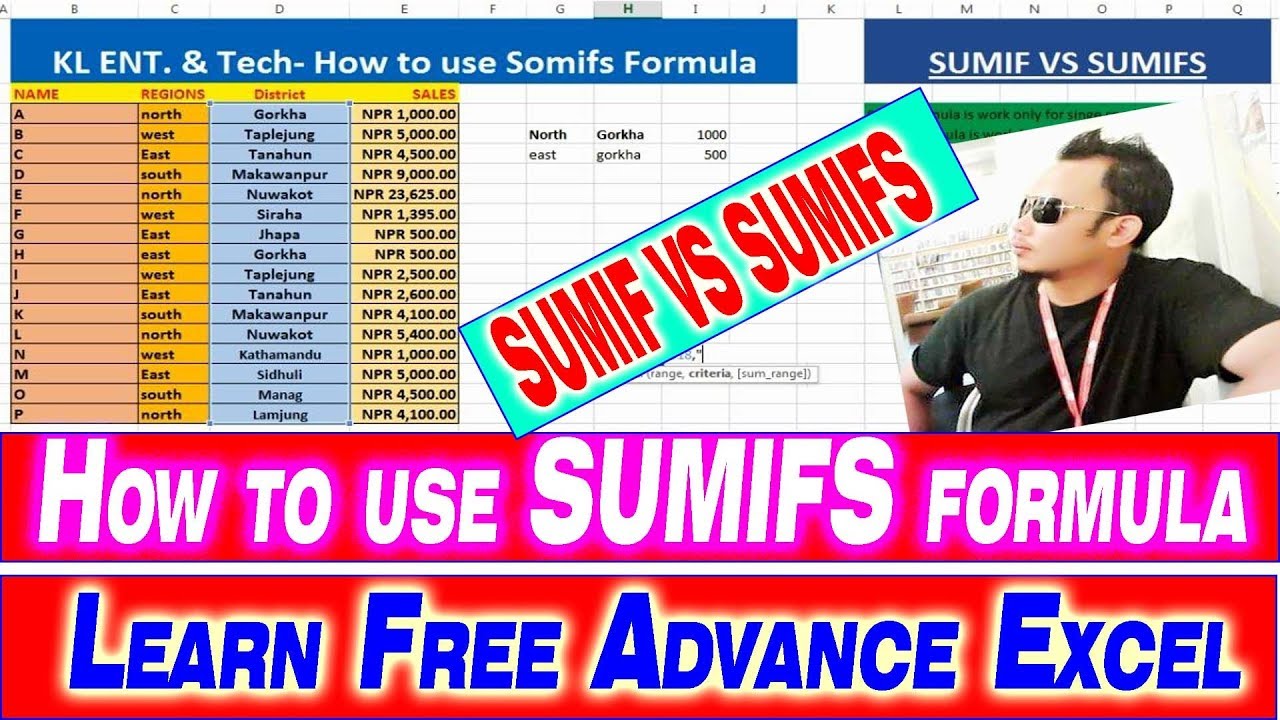 Advance Excel Part#6 How to use Sumifs Formula SUMIF VS SUMIFS in ...