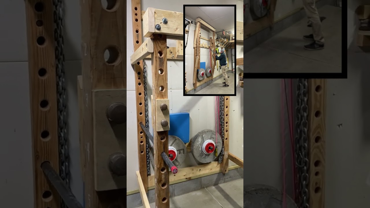 DIY Foldable Power Squat Rack || Garage Gym