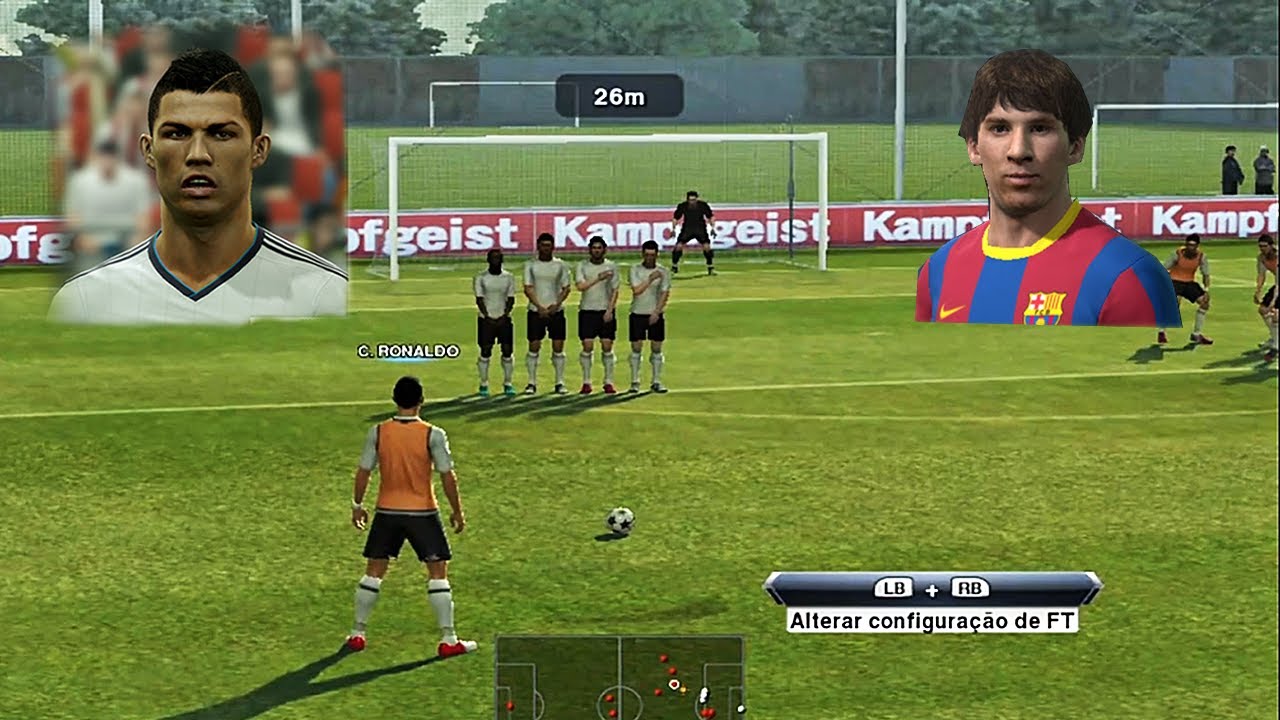Treinei FALTA com CR7 e MESSI no PES 2013!!