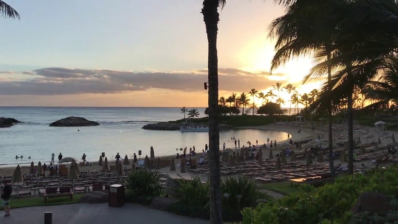 walt disney entrepreneur Aulani Disney Resort beach view at sunset