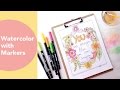 Watercolor with Markers, Painting Watercolour flowers, Tombow Dual Brush Pens, Adult Coloring