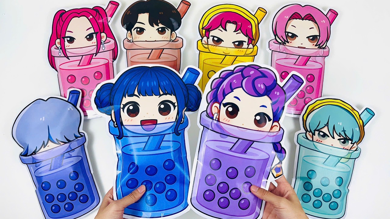 💜 Paper DIY🥛 KPOP DEMON  HUNTER MILKTEA Blind Bag ASMR Unboxing | How to make blind bag