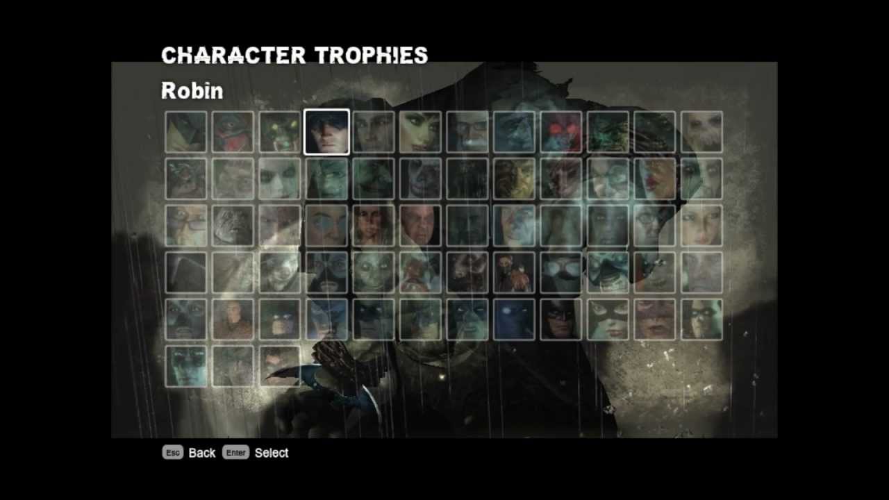 BATMAN ARKHAM CITY] ALL CHARACTER TROPHIES COMPLETE - YouTube