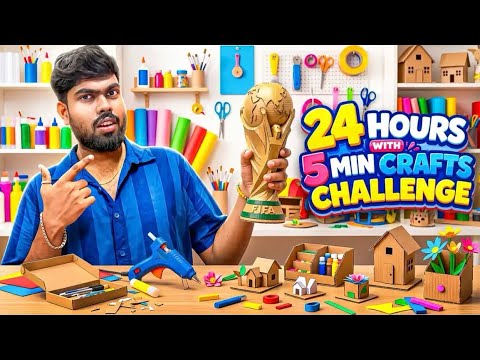 24 Hours with 5 minutes Crafts Challenge🤣|| #youtube #subham #funny #challenge