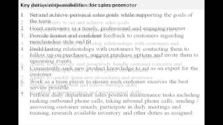 Sales promoter job description