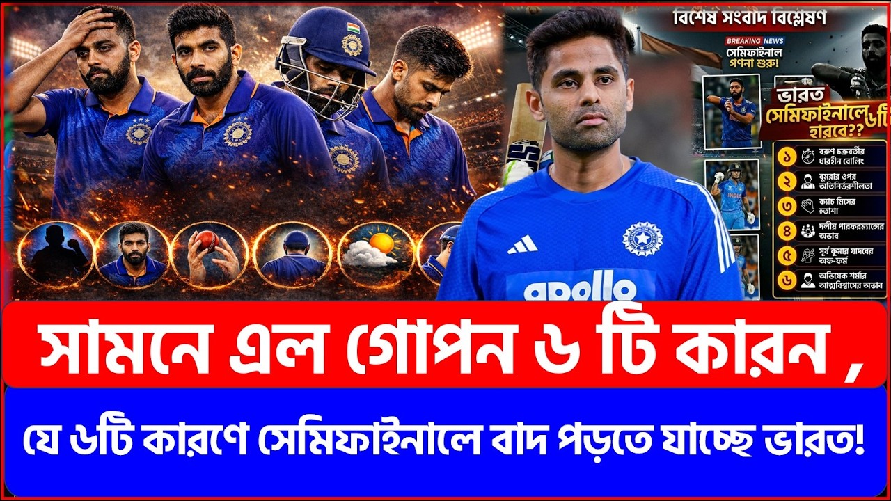 সামনে এল গোপন ৬ টি কারন ,  যে ৬টি কারণে সেমিফাইনালে বাদ পড়তে যাচ্ছে ভারত !